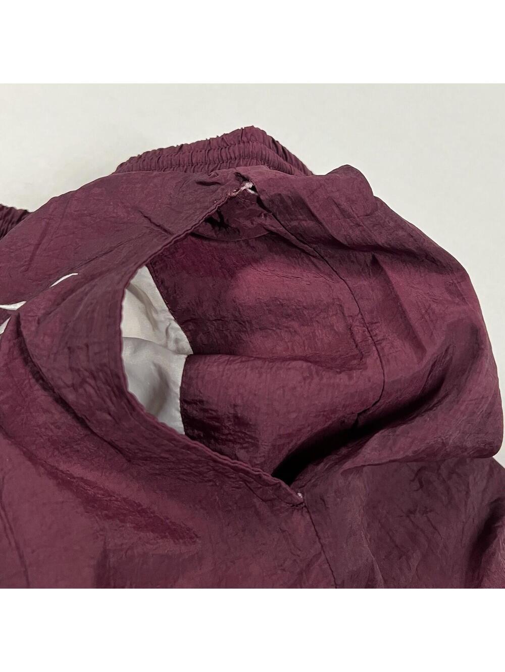 Vintage Reebok Track Windbreaker Pants Sz L Maroon Lined Warmup Running - Picture 7 of 10